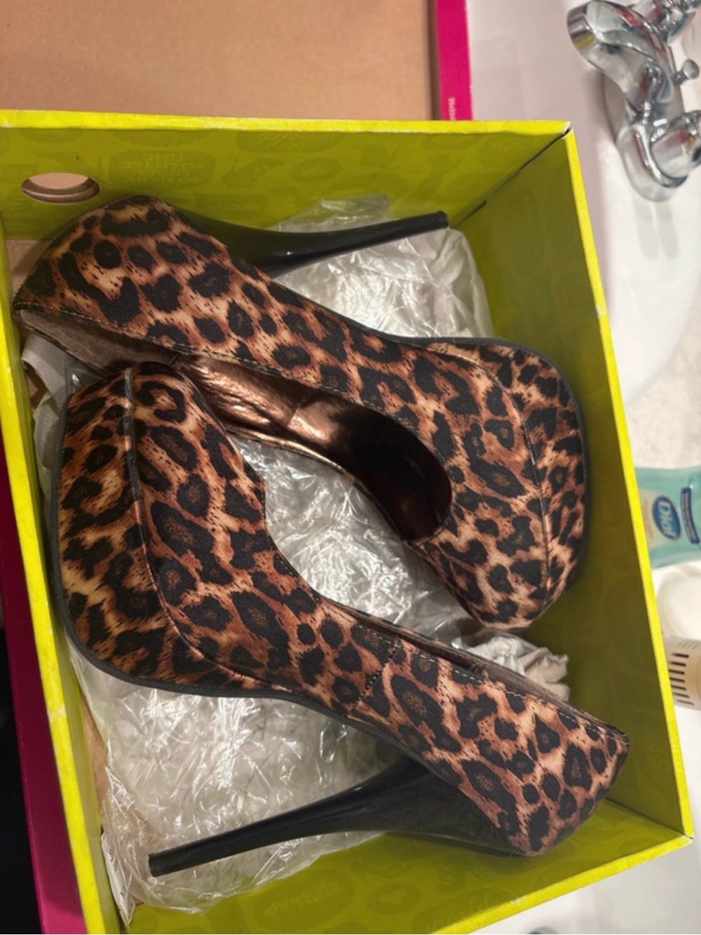 Leopard Print Platform Stiletto Pumps - Women's Brown Animal Print Heels